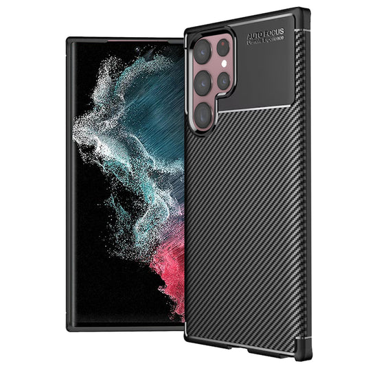 Tok Samsung Galaxy S22 Ultra 5G S908-hoz, Techsuit, CarbonFiber, Fekete