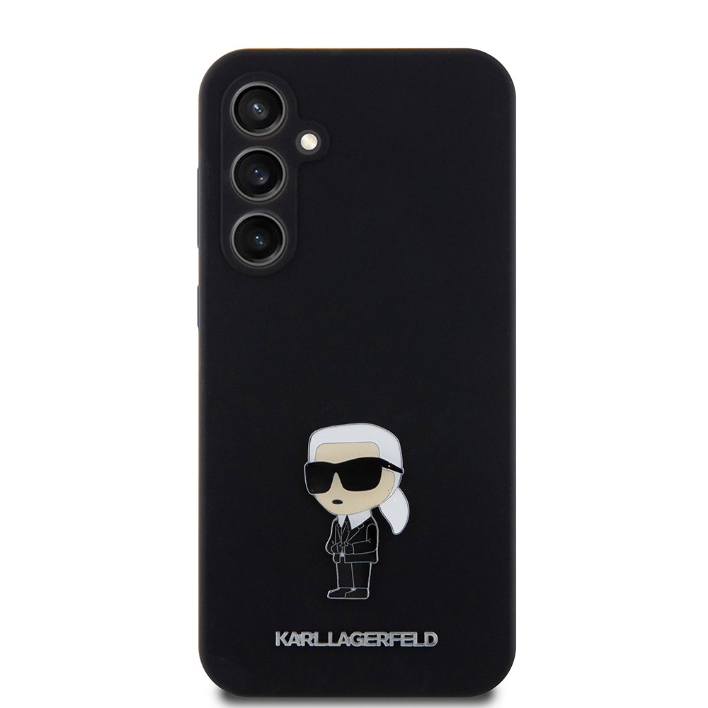 Tok Samsung Galaxy S23 FE S711-hez, Karl Lagerfeld, Silicone Ikonik Karl Metal, Fekete