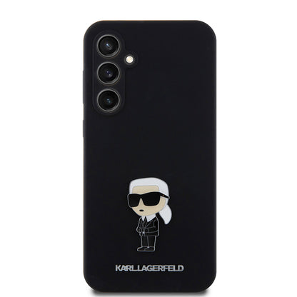 Tok Samsung Galaxy S23 FE S711-hez, Karl Lagerfeld, Silicone Ikonik Karl Metal, Fekete