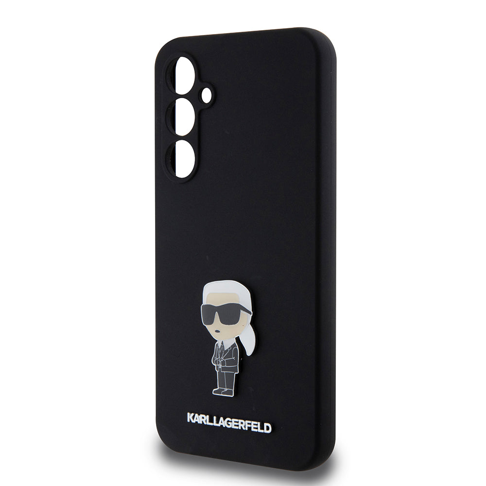 Tok Samsung Galaxy S23 FE S711-hez, Karl Lagerfeld, Silicone Ikonik Karl Metal, Fekete