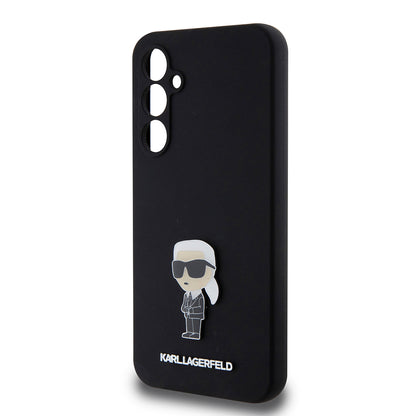 Tok Samsung Galaxy S23 FE S711-hez, Karl Lagerfeld, Silicone Ikonik Karl Metal, Fekete