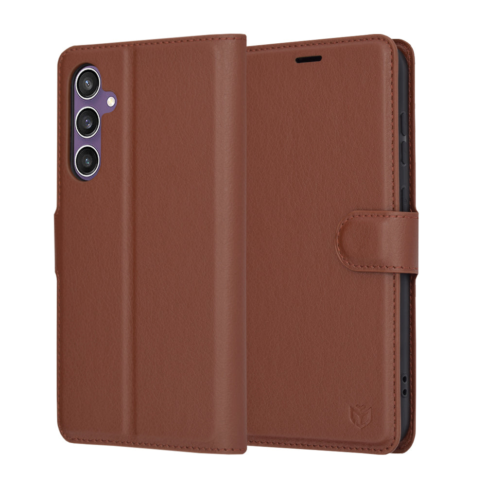 Tok Samsung Galaxy S23 FE S711-hez, Techsuit, bőr folio, barna