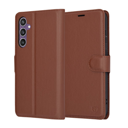 Tok Samsung Galaxy S23 FE S711-hez, Techsuit, bőr folio, barna