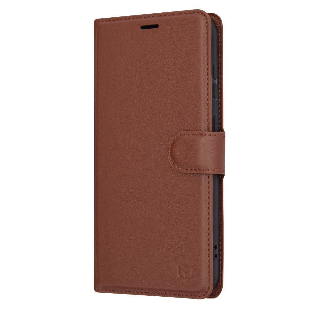 Tok Samsung Galaxy S23 FE S711-hez, Techsuit, bőr folio, barna