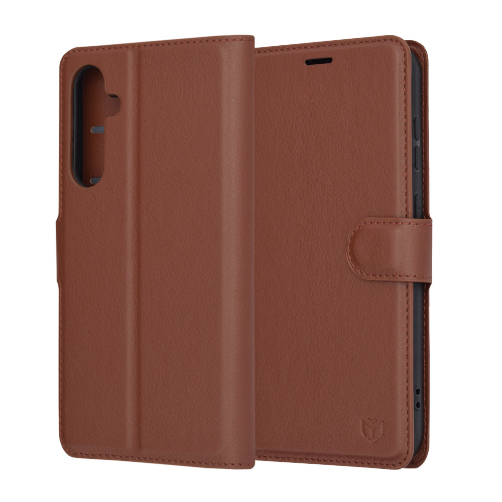 Tok Samsung Galaxy S23 FE S711-hez, Techsuit, bőr folio, barna