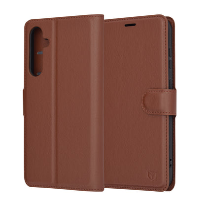 Tok Samsung Galaxy S23 FE S711-hez, Techsuit, bőr folio, barna