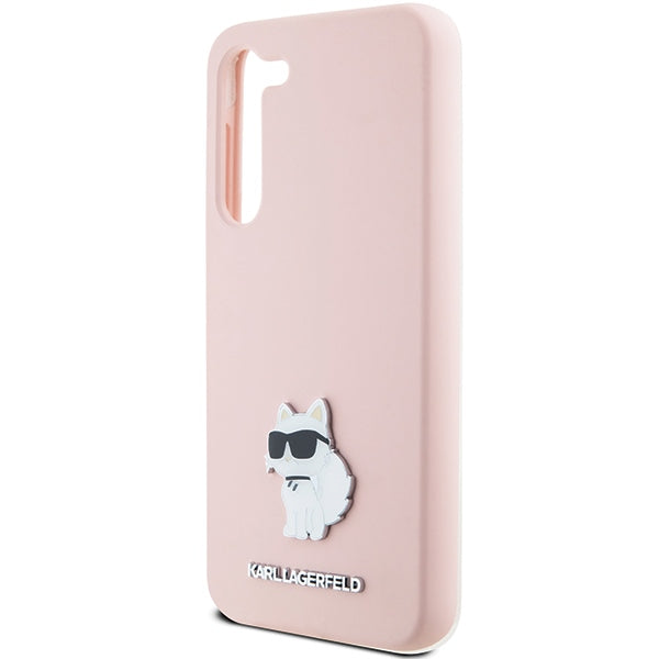 Tok Samsung Galaxy S23+ S916-hoz, Karl Lagerfeld, Silicone Choupette Metal, Rózsaszín