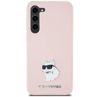 Tok Samsung Galaxy S23+ S916-hoz, Karl Lagerfeld, Silicone Choupette Metal, Rózsaszín