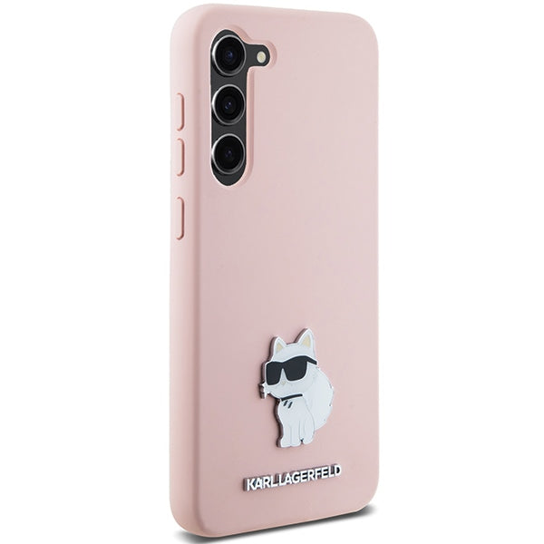 Tok Samsung Galaxy S23+ S916-hoz, Karl Lagerfeld, Silicone Choupette Metal, Rózsaszín