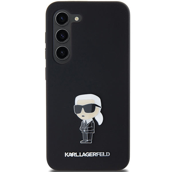 Tok Samsung Galaxy S23+ S916-hoz, Karl Lagerfeld, Silicone Ikonik Karl Metal, Fekete