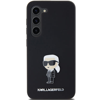 Tok Samsung Galaxy S23+ S916-hoz, Karl Lagerfeld, Silicone Ikonik Karl Metal, Fekete