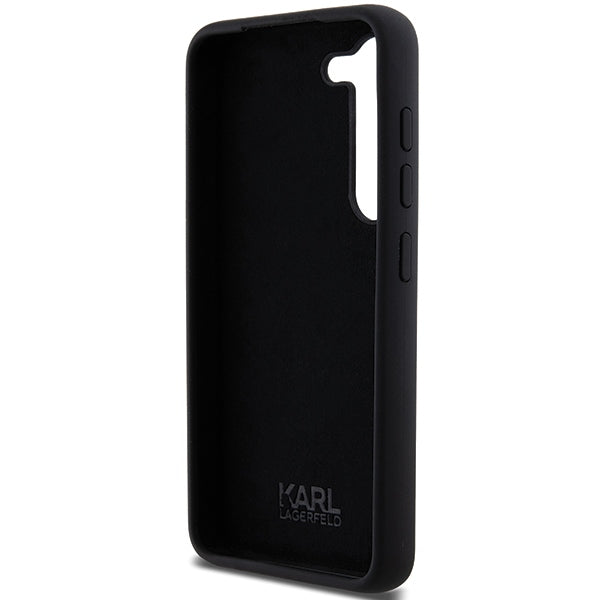 Tok Samsung Galaxy S23+ S916-hoz, Karl Lagerfeld, Silicone Ikonik Karl Metal, Fekete
