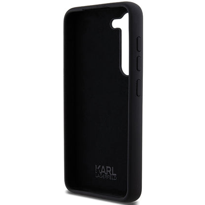 Tok Samsung Galaxy S23+ S916-hoz, Karl Lagerfeld, Silicone Ikonik Karl Metal, Fekete