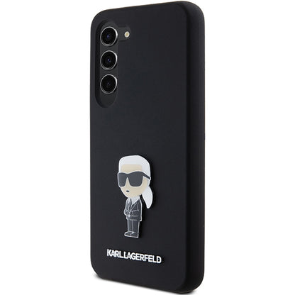 Tok Samsung Galaxy S23+ S916-hoz, Karl Lagerfeld, Silicone Ikonik Karl Metal, Fekete