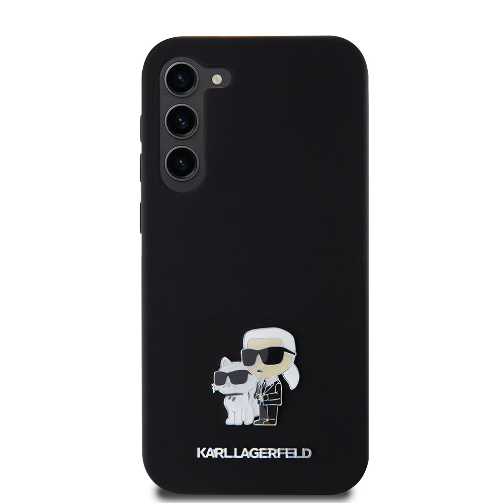 Tok Samsung Galaxy S23+ S916-hoz, Karl Lagerfeld, Karl & Choupette Metal szilikon, Fekete