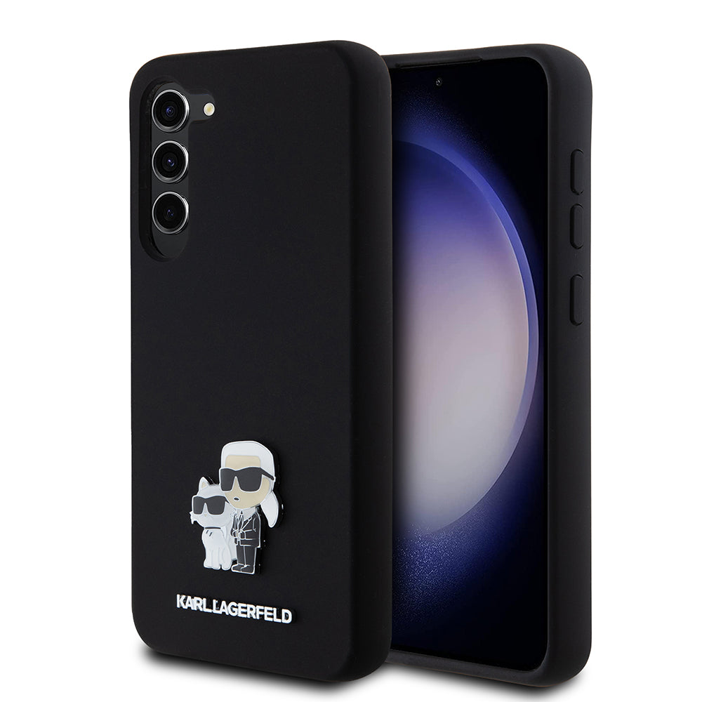 Tok Samsung Galaxy S23+ S916-hoz, Karl Lagerfeld, Karl & Choupette Metal szilikon, Fekete