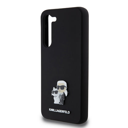 Tok Samsung Galaxy S23+ S916-hoz, Karl Lagerfeld, Karl & Choupette Metal szilikon, Fekete
