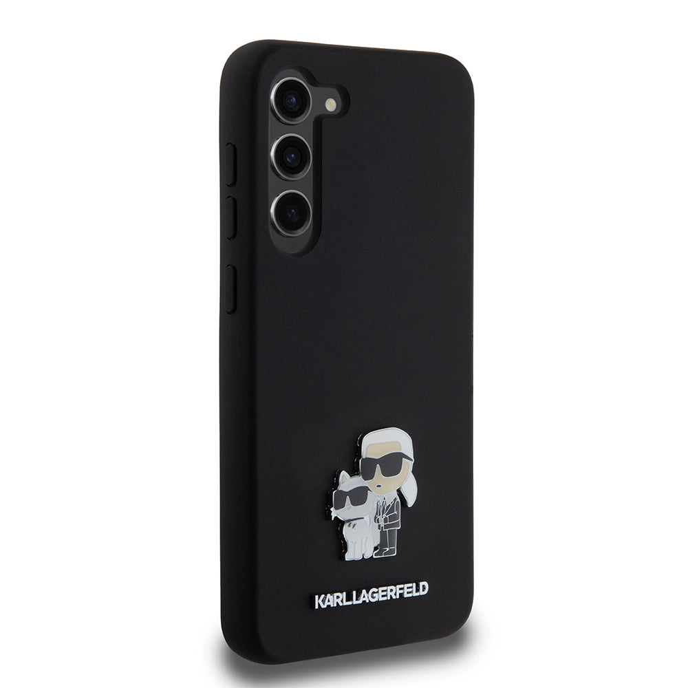 Tok Samsung Galaxy S23+ S916-hoz, Karl Lagerfeld, Karl & Choupette Metal szilikon, Fekete