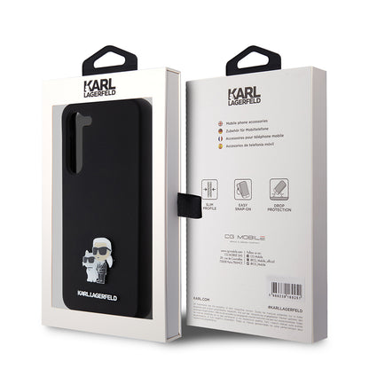 Tok Samsung Galaxy S23+ S916-hoz, Karl Lagerfeld, Karl & Choupette Metal szilikon, Fekete