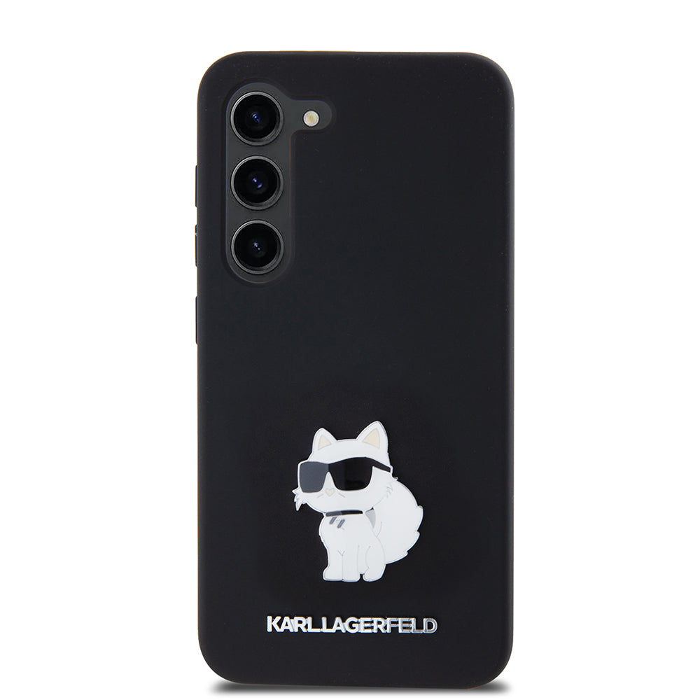 Tok Samsung Galaxy S23 S911-hez, Karl Lagerfeld, Silicone Choupette Metal, Fekete