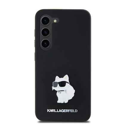 Tok Samsung Galaxy S23 S911-hez, Karl Lagerfeld, Silicone Choupette Metal, Fekete