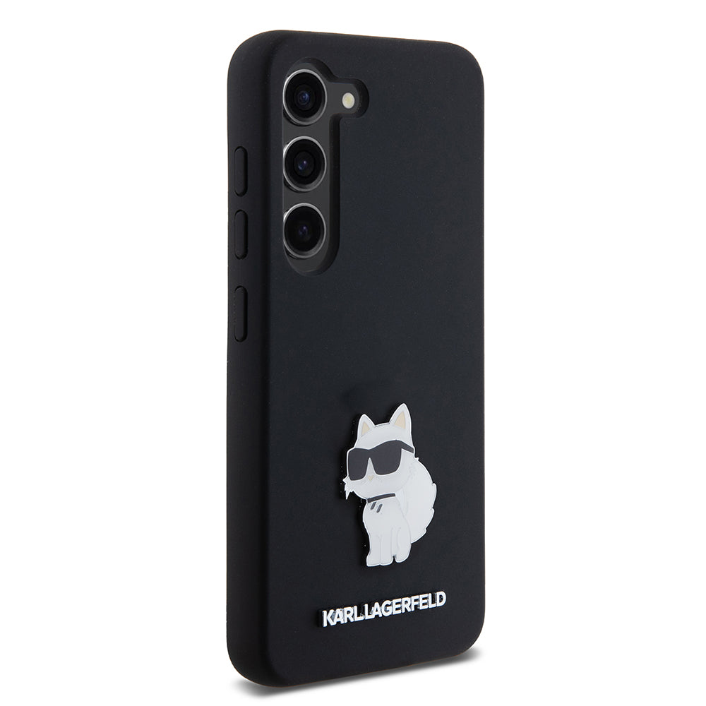 Tok Samsung Galaxy S23 S911-hez, Karl Lagerfeld, Silicone Choupette Metal, Fekete