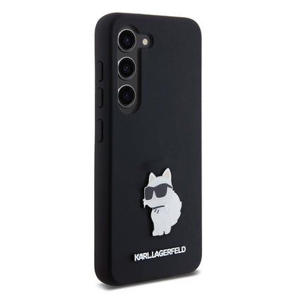 Tok Samsung Galaxy S23 S911-hez, Karl Lagerfeld, Silicone Choupette Metal, Fekete