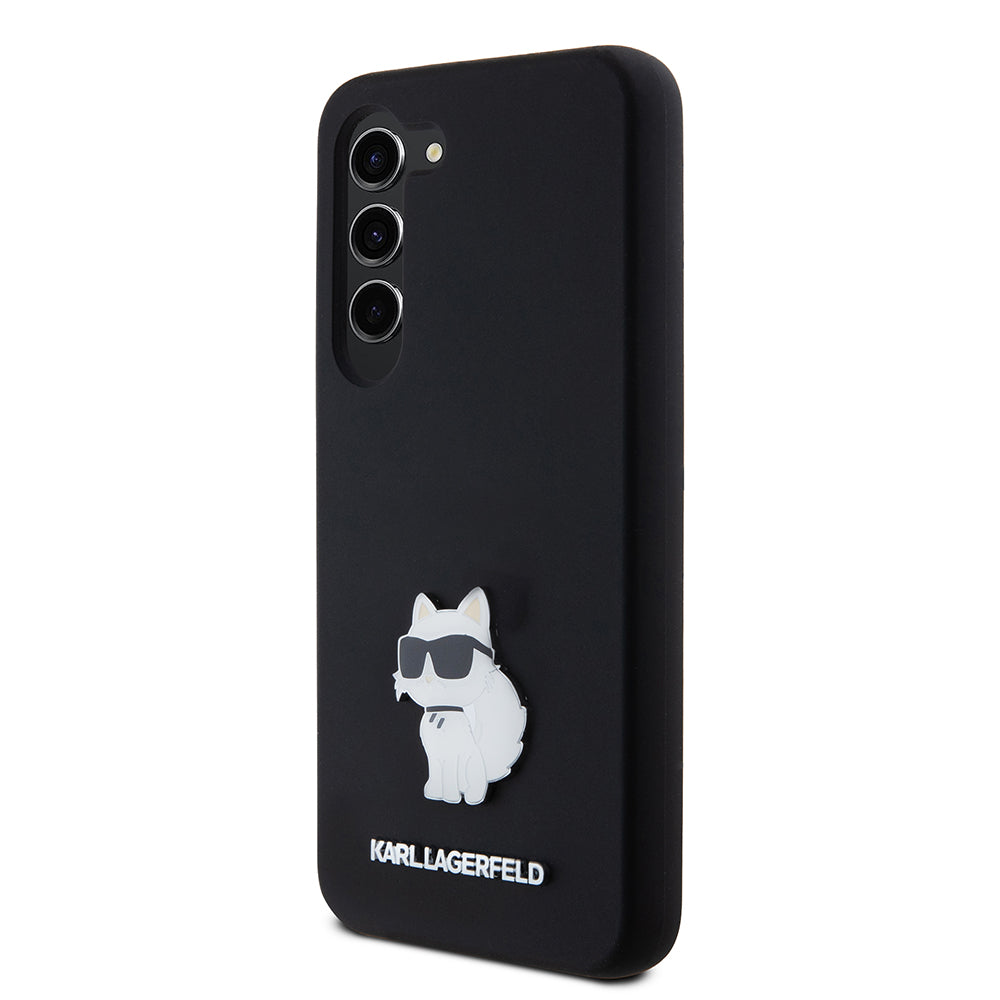Tok Samsung Galaxy S23 S911-hez, Karl Lagerfeld, Silicone Choupette Metal, Fekete