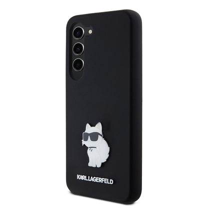 Tok Samsung Galaxy S23 S911-hez, Karl Lagerfeld, Silicone Choupette Metal, Fekete