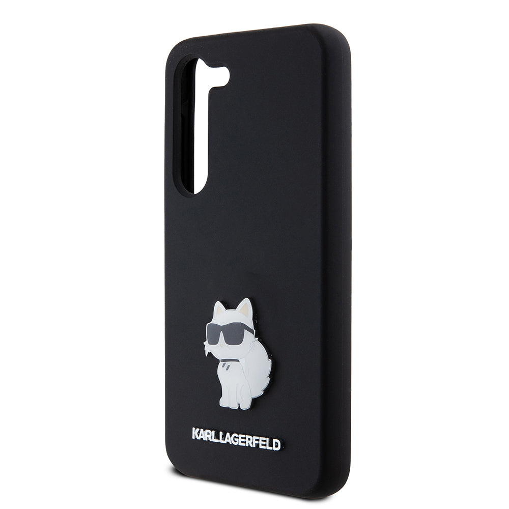 Tok Samsung Galaxy S23 S911-hez, Karl Lagerfeld, Silicone Choupette Metal, Fekete