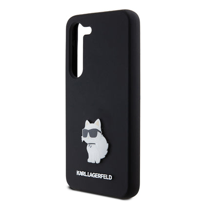 Tok Samsung Galaxy S23 S911-hez, Karl Lagerfeld, Silicone Choupette Metal, Fekete
