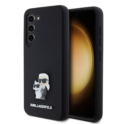 Tok Samsung Galaxy S23 S911-hez, Karl Lagerfeld, Karl & Choupette Metal szilikon, Fekete