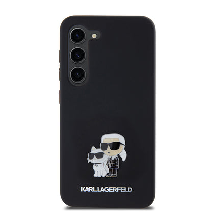 Tok Samsung Galaxy S23 S911-hez, Karl Lagerfeld, Karl & Choupette Metal szilikon, Fekete