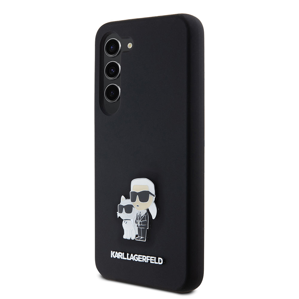Tok Samsung Galaxy S23 S911-hez, Karl Lagerfeld, Karl & Choupette Metal szilikon, Fekete