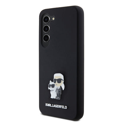 Tok Samsung Galaxy S23 S911-hez, Karl Lagerfeld, Karl & Choupette Metal szilikon, Fekete