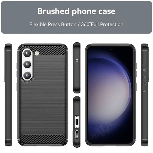 Tok Samsung Galaxy S23 S911-hez, Techsuit, Karbon, Fekete