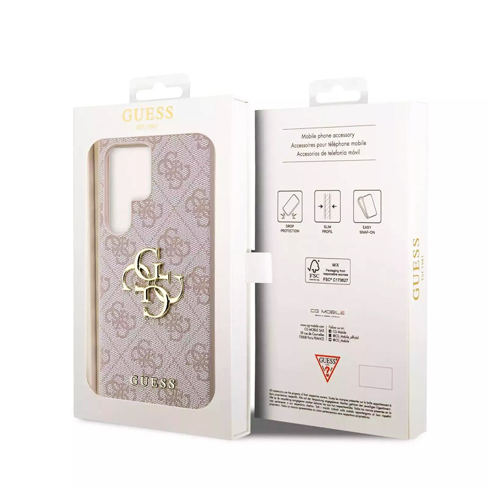 Tok Samsung Galaxy S23 Ultra S918-hoz, Guess, 4G Nagy Logó, Rózsaszín