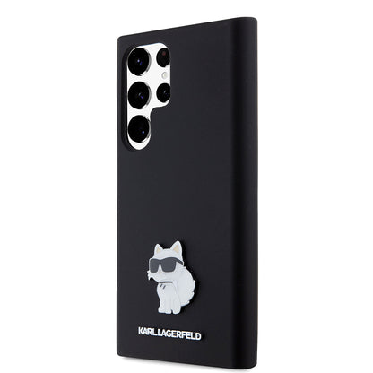 Tok Samsung Galaxy S23 Ultra S918-hoz, Karl Lagerfeld, Choupette szilikon, Fekete