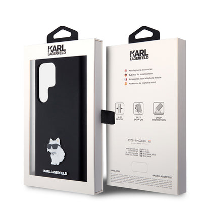 Tok Samsung Galaxy S23 Ultra S918-hoz, Karl Lagerfeld, Choupette szilikon, Fekete