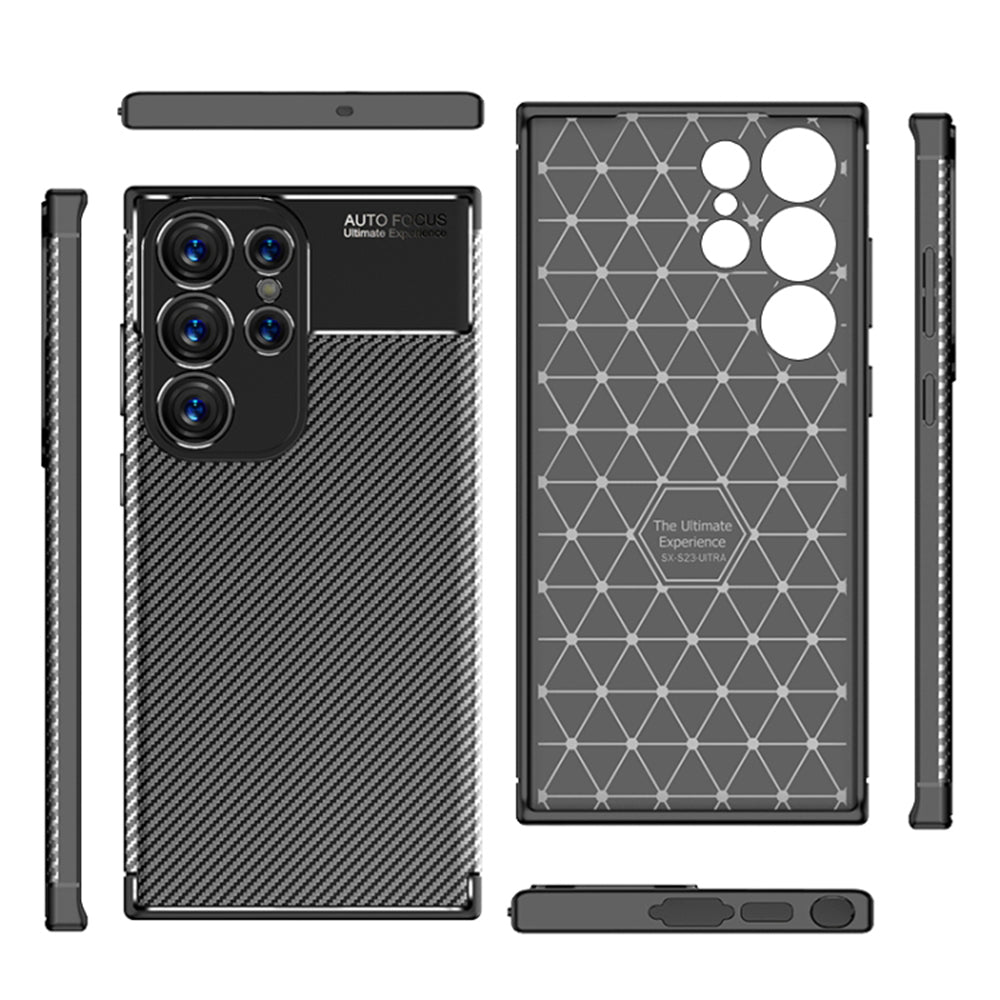 Tok Samsung Galaxy S23 Ultra S918-hoz, Techsuit, CarbonFiber, Fekete