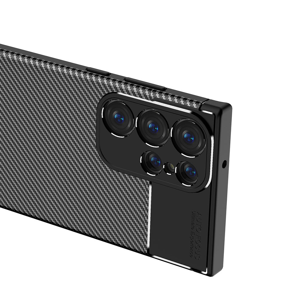 Tok Samsung Galaxy S23 Ultra S918-hoz, Techsuit, CarbonFiber, Fekete