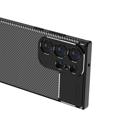 Tok Samsung Galaxy S23 Ultra S918-hoz, Techsuit, CarbonFiber, Fekete