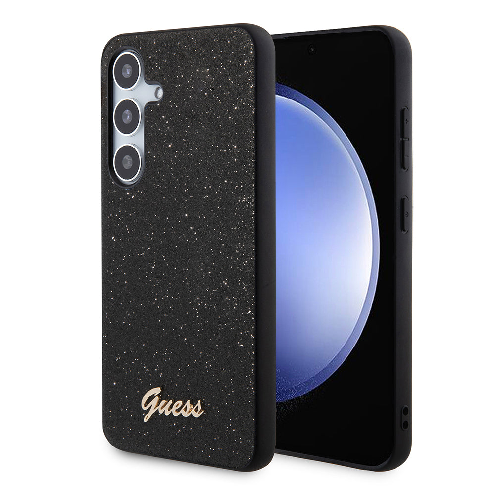 Tok Samsung Galaxy S24+ S926-hoz, Guess, Glitter Script, Fekete