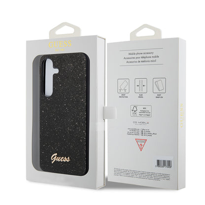 Tok Samsung Galaxy S24+ S926-hoz, Guess, Glitter Script, Fekete