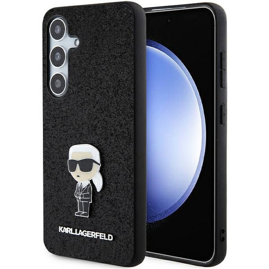 Tok Samsung Galaxy S24+ S926-hoz, Karl Lagerfeld, Glitter Ikonik Karl Logo, Fekete