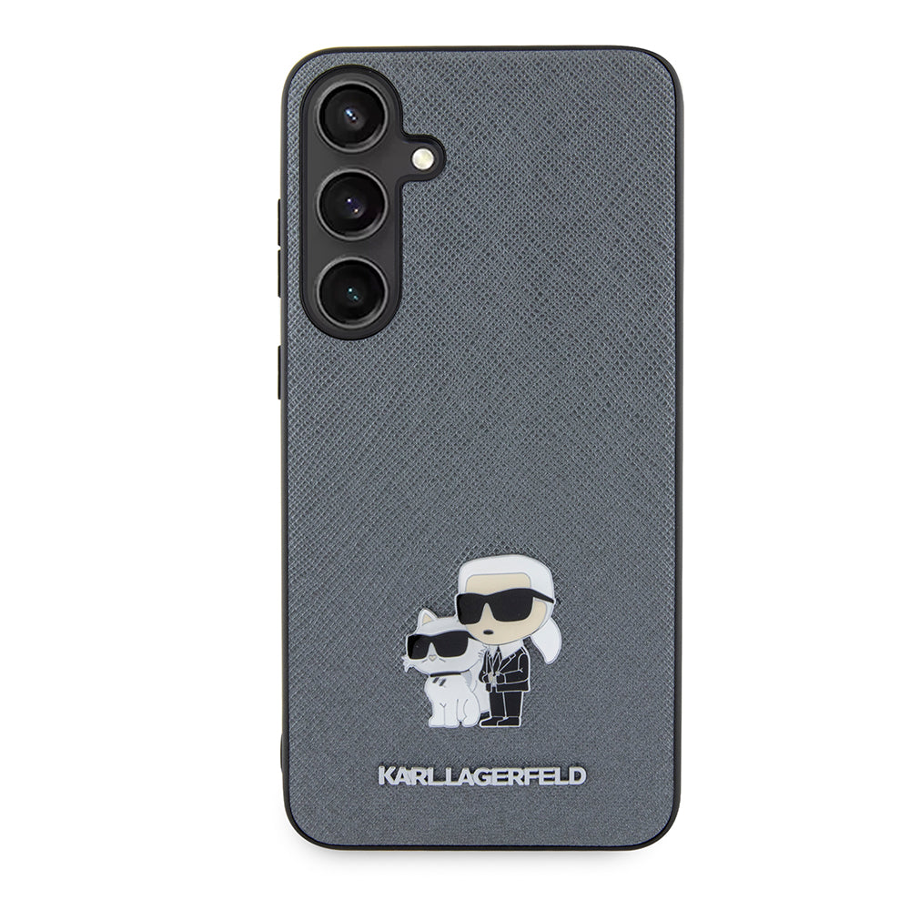 Tok Samsung Galaxy S24+ S926-hoz, Karl Lagerfeld, Saffiano Karl & Choupette Metal, Szürke