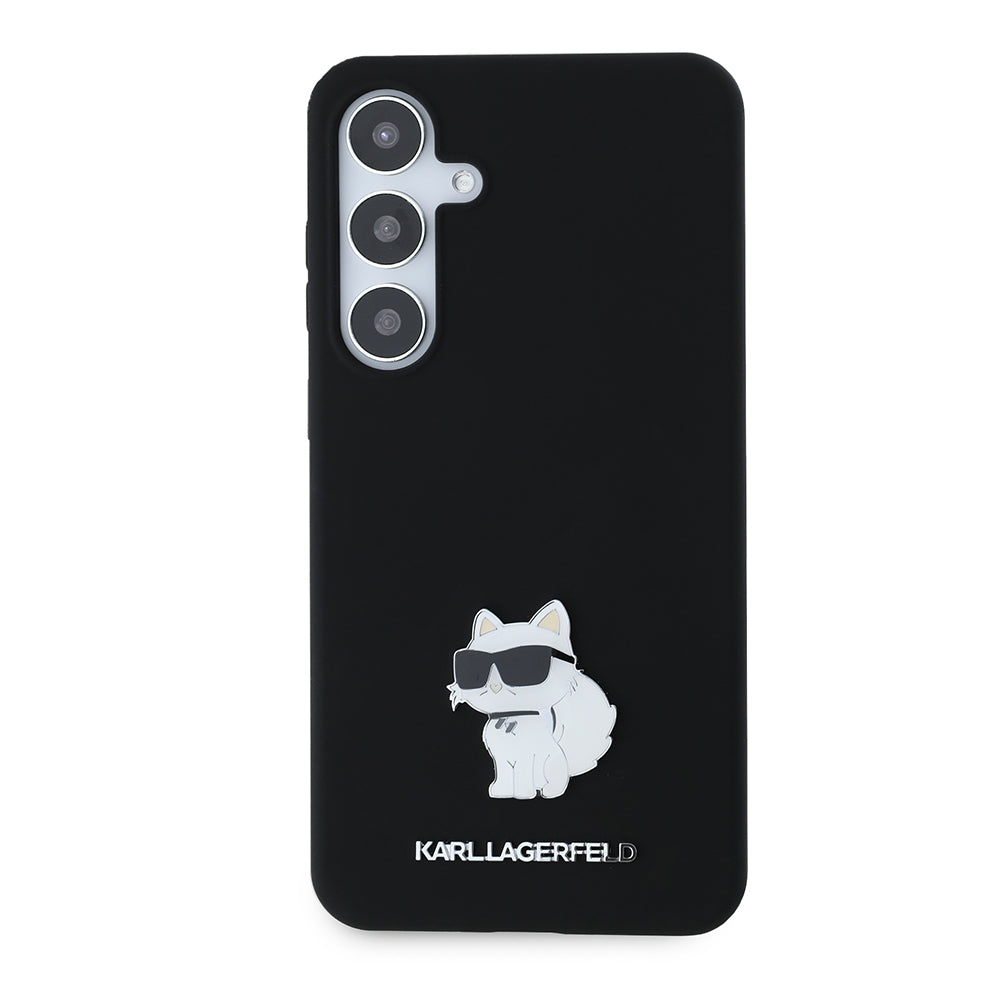 Tok Samsung Galaxy S24+ S926-hoz, Karl Lagerfeld, Silicone Choupette Metal, Fekete