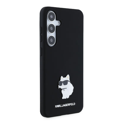 Tok Samsung Galaxy S24+ S926-hoz, Karl Lagerfeld, Silicone Choupette Metal, Fekete