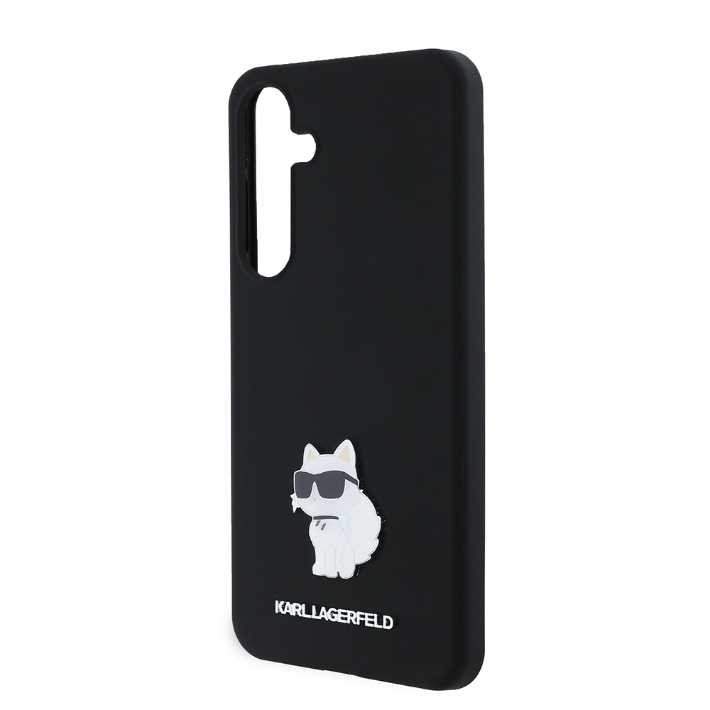 Tok Samsung Galaxy S24+ S926-hoz, Karl Lagerfeld, Silicone Choupette Metal, Fekete