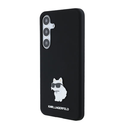 Tok Samsung Galaxy S24+ S926-hoz, Karl Lagerfeld, Silicone Choupette Metal, Fekete